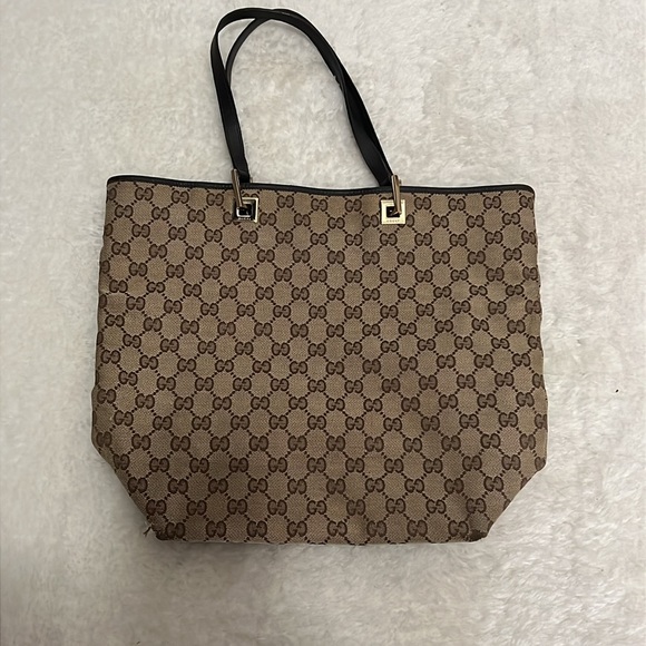 Gucci Handbags - Authentic Gucci Brown and Black Monogram Tote Bag